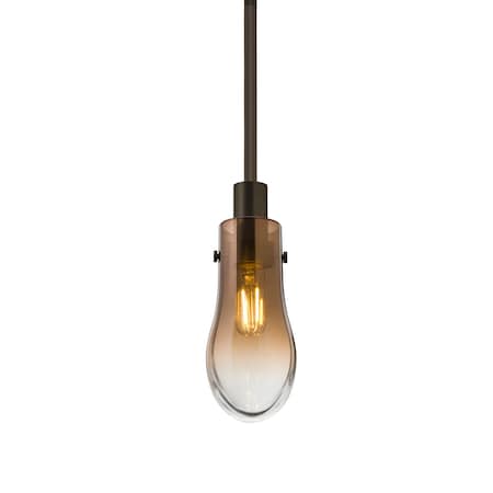 Besa Lighting Wish Stem Pendant, Amber/Clear, Bronze Finish, 1x40W Incandescent 1TT-WISHAM-BR